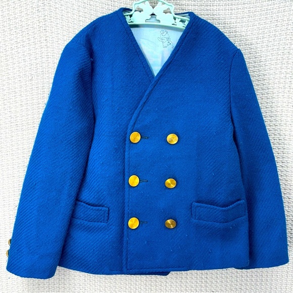 Vintage Winnie The Pooh Sears Collection Blue Childs Boy Wool Blazer Sz 6 Disney - Picture 1 of 7